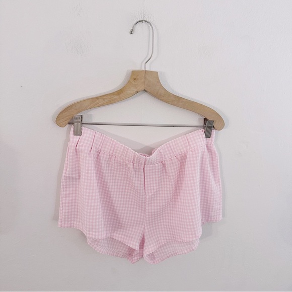 Edikted Plaid Pink and White Gingham Shorts Elastic Waist Boxer - Picture 2 of 8